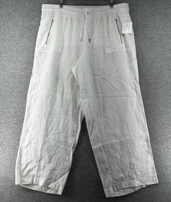 Pantalones de pierna ancha de lino Athleta Cabo para mujer talla 20 cordones blancos NUEVO Foto 1 de 4