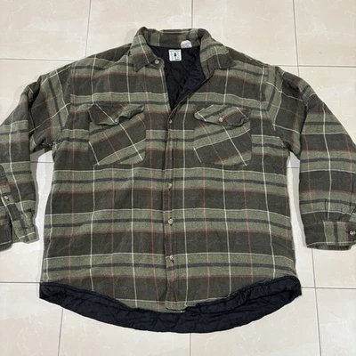Abrigo de Colección Años 90 Franela Aislado Cabaña Tareas de Granero Para Hombre’s L DEFECTUOSO Verde A Cuadros Foto 1 de 4