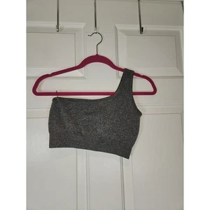 Women's sz S Gray One Shoulder Athletic Sports Bra No Padding - Picture 1 of 3