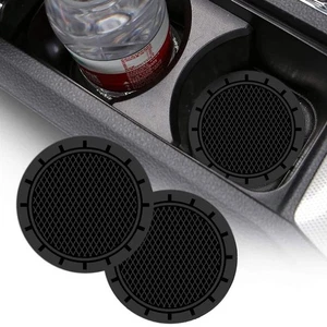 2pcs Black Car Cup Holder Insert Coaster Non-slip Pads Mat Universal Accessories - Picture 1 of 10