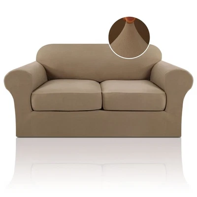 双垫沙发沙发沙发沙发套 - 高弹力豪华 3 件沙发套... — 第 1/4 张图片