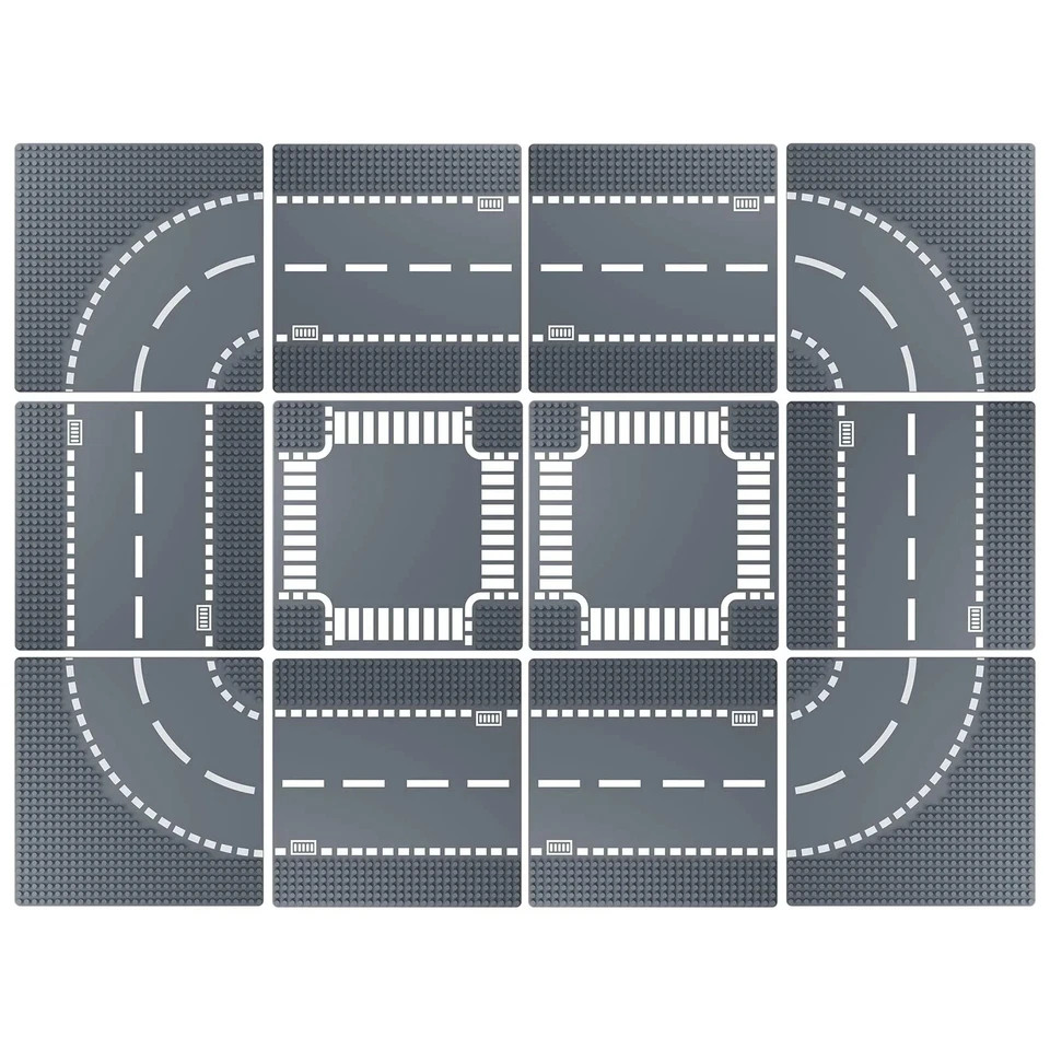 Placas base de carretera para bloque de construcción de ciudad, 12 placas de calle, base de carretera de 10"x10"... Foto 1 de 4