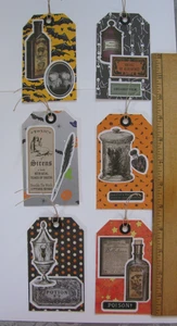 6 etiquetas HALLOWEEN hechas a mano álbum de recortes diario basura efímero - Imagen 1 de 2