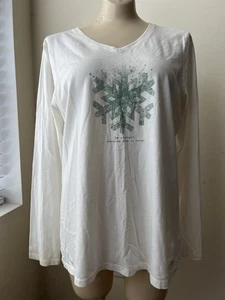 Life Is Good Women’s LARGE cream Long Sleeve Crusher Tee VEUC - Picture 1 of 6