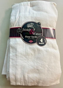 Vintage Soap & Water 4 Pack Of White Flour Sacks 100% Cotton New Farmhouse Craft - Picture 1 of 2
