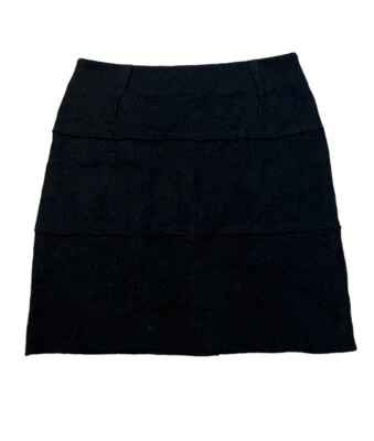 Falda de tiro medio negra de mezcla de lana KENAR hasta la rodilla L Foto 1 de 4