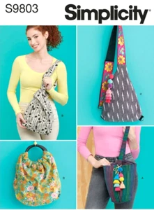 Simplicity 9803 Slouchy lined bags indie style 4 Designs Easy Sewing Pattern NEW - Picture 1 of 6