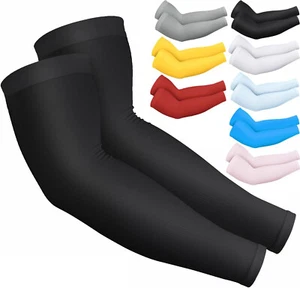 UV Sun Protection Compression Arm Sleeves for Men Women Cooling Athletic Sleeves - Picture 1 of 22