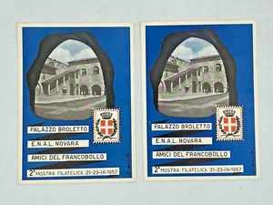 LOTTO 2 CARTOLINE 2° Mostra Filatelica Novara 1957 Annullo speciale - Imagen 1 de 2