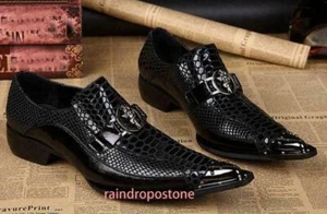 Mens Metal Tip Leather Business pointed Toe slip on Dress Formal Shoes Pumps HAP - Picture 1 of 16