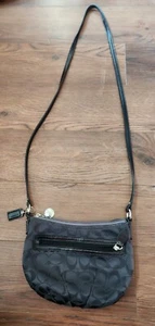 Coach authentische schwarze Signature leichte Umhängetasche kleine Tasche Reißverschluss - Bild 1 von 7