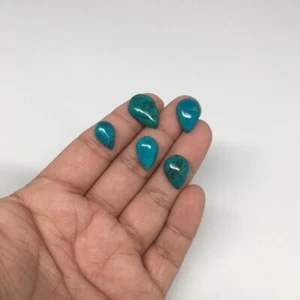 33 cts, 5pcs, Natural Teardrop Flat Bottom Chrysocolla Cabochons @Mexico,Lot22 - Picture 1 of 9