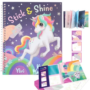Ylvi Malbuch Stick & Shine / malen Sticker Regenbogen Einhorn Glitzer - Bild 1 von 5