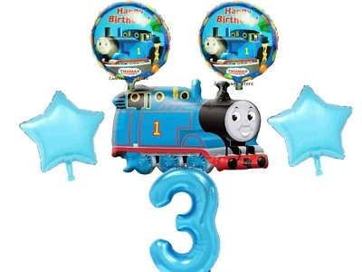 COOLTHINGZ THOMAS THE TANK ENGINE BALLOONS 3rd Birthday Party 6 piece set AGE 3