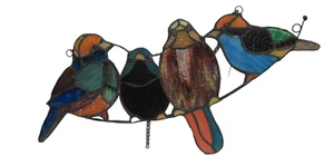 Large Stained Glass Bird Window Suncatcher 4 BIRDS Adjustable Chain - Picture 1 of 8