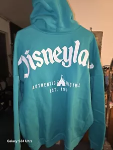 Felpa con cappuccio e zip Disneyland Teal autentica originale 1955 ADULTO 2XL NUOVA CON ETICHETTE - Foto 1 di 2