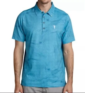 William Murray Mens Small Polo Shirt Reading GREENS Performance Aqua Water Golf - Picture 1 of 4