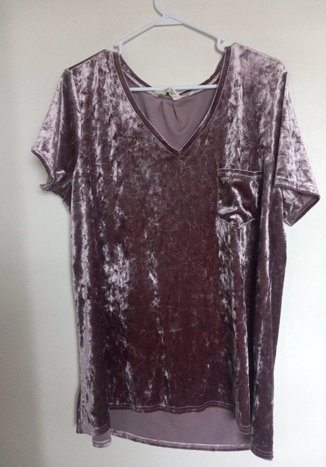 Spring + Mercer Velvet Legging Tee Women’s XXL Mauve Short Sleeve Top - Image 1 of 3