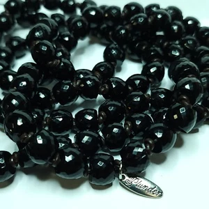Plunder Mysterious Necklace Black Bead Brown Leather Cord 64" Retired Halloween - Picture 1 of 10