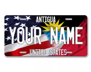 Personalized Name Mixed USA and Country Flag Bike Vehicle License Plate Auto Tag - Picture 1 of 42