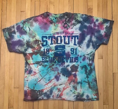 Russell University of Wisconsin-Stout Blue Devils Tie Dye T-Shirt Size XL - Image 1 of 4
