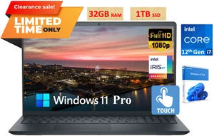 2024 Dell Inspiron 15 Touch Laptop 10-Core Intel i7-1255U 32GB 1TB SSD Win 11Pro - Picture 1 of 12