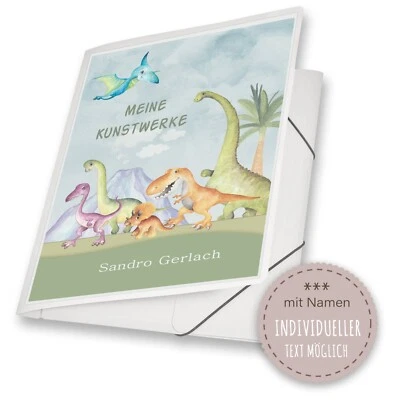 STAMMBUCHSHOP Zeichenmappe A4 A3 Kindergarten Mappe Name Schule Sammelmappe Dinos Dinosaurier