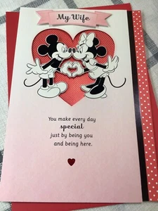 WIFE I Love You Hallmark Happy Valentine’s Day Card Mickey & Minnie Mouse Love - Picture 1 of 6