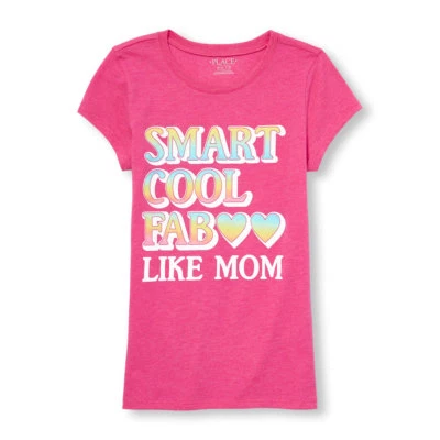 ~NEW~ "SMART COOL FAB LIKE MOM" Girls Shirt 4 5-6 7-8 10-12 14 16 PINK Gift! SS - Image 1 of 2