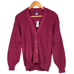 New Old Navy Sweater Girls Cardigan Noble Garnet Cocoon Balloon Sleeves XL (12) - Picture 1 of 8