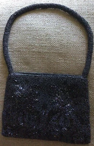 HEAVY BEAD EMBROIDERED WITH BEAD STRAP SATIN HANDBAG/EVENING PURSE FROM INDIA! - Picture 1 of 1
