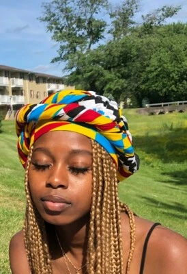 Large Handmade Satin Lined african head wraps and head band set for women - Image 1 of 3
