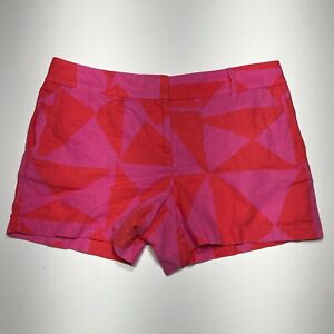 Ann Taylor Loft Shorts Womens Size 10 Pink Orange Patterned Riviera Linen Blend