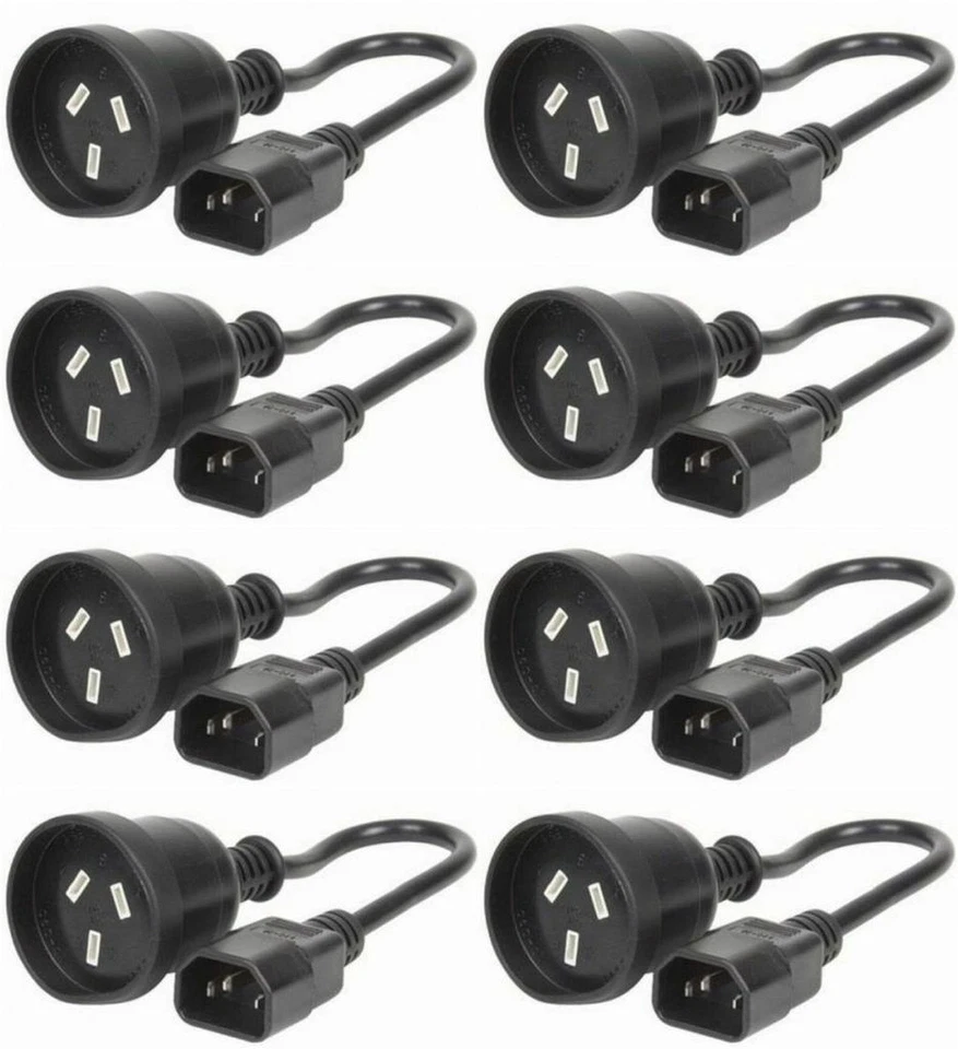 4 X 15cm UPS Power Adapter Lead 3 Pin Socket- IEC C14 Plug Cable Eaton APC Delta