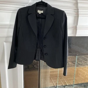 Ann Taylor Loft Womens Black Blazer Jacket three Velvet Covered Buttons Sz4 - Picture 1 of 4