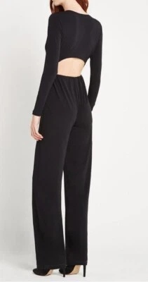 BCBGeneration surplice back jumpsuit BLACK Jersey Size M Open Back NWT #E - Image 1 of 4