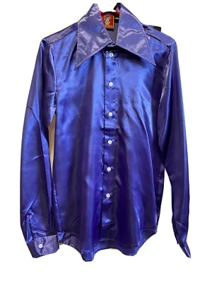 "Camisa satinada años 70 - morada, XXS 34/36""  Foto 1 de 4