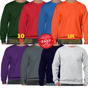 Mens Sweatshirt Heavy Blend Crew Neck Plain Jumper Pullover Casual High Quality - Picture 1 of 25