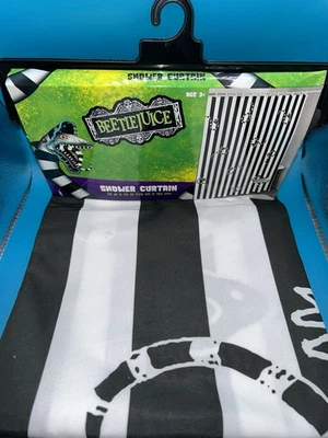 Beetlejuice Shower Curtain Black & White 70 x 72 NEW! - Image 1 of 4