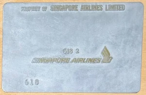 Vintage Singapore Airlines Airline Ticket Validation Plate - Bild 1 von 2