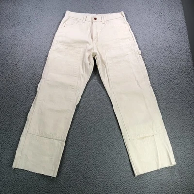 Roundhouse Pants Adult 30x28 Cream Duck Canvas Carpenter Double Knee Made In USA - Image 1 of 4