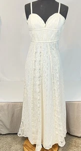 BCBGMaxazria Lourie Maxi Dress Sz 2 Lace Ivory-tone Casual Beach Wedding Pretty - Picture 1 of 17