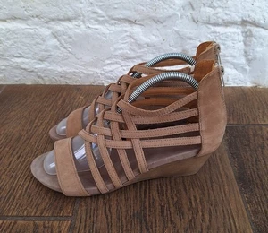 Weekend Gladiator Wedge Taupe Beige Leather Sandals With A Zip Uk 6 VGC - Picture 1 of 9
