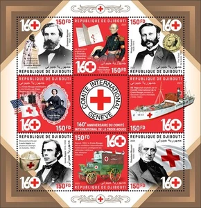 Djibouti - 2023 Red Cross Anniversary, Nobel Prize - 8 Stamp Sheet - DJB230259a - Picture 1 of 1