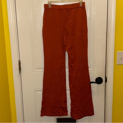 High-Waisted Flared Pants in Rust Color - Image 1 of 2
