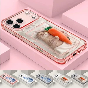 Card Pocket Slot Soft Clear Case For iPhone 16 17 Pro Max 15 14 13 12 11 Cover - Picture 1 of 22