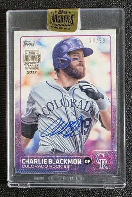 Una serie de firma de archivo Topps 2017 Charlie Blackmon automático 24/99 Rockies Foto 1 de 2