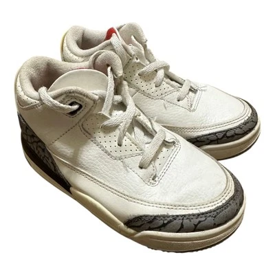 Nike Boys Air Jordan 3 DM0968-100 White Black Red Basketball Shoes Size 10C - Image 1 of 4