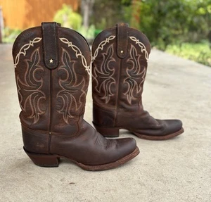 Tony Lama Womens Boots 6.5B Brown Leather Western - Picture 1 of 12
