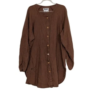 Flachs 100% Leinen Tunika Damen Größe M braun Lagenlook Oversize Shirt - Bild 1 von 11